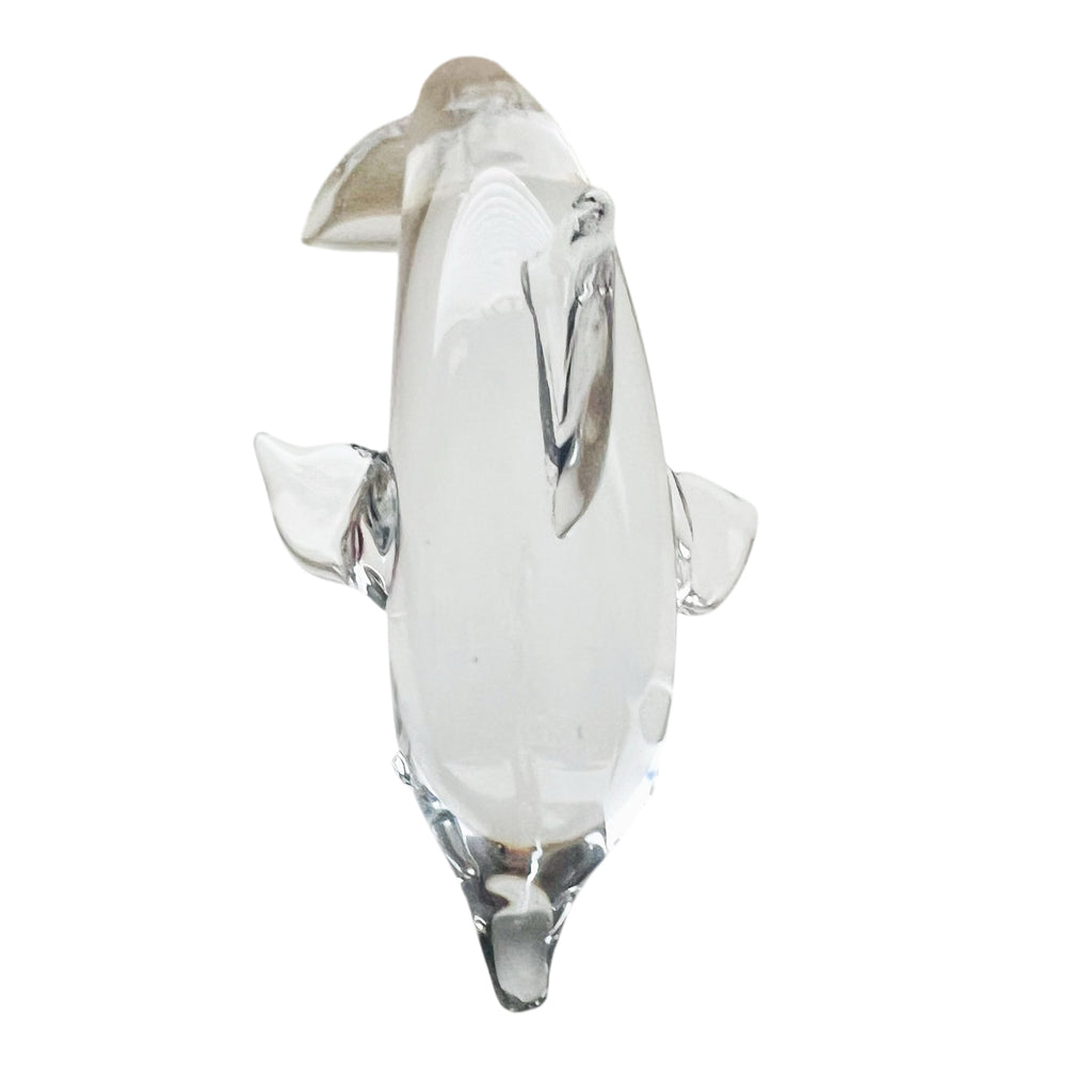 Vintage Glass Dolphin Signed Sculpture Paperweight