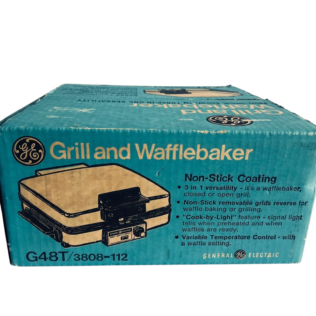 Vintage GENERAL ELECTRIC GE G48T/ 3808 Grill WaffleBaker NIB