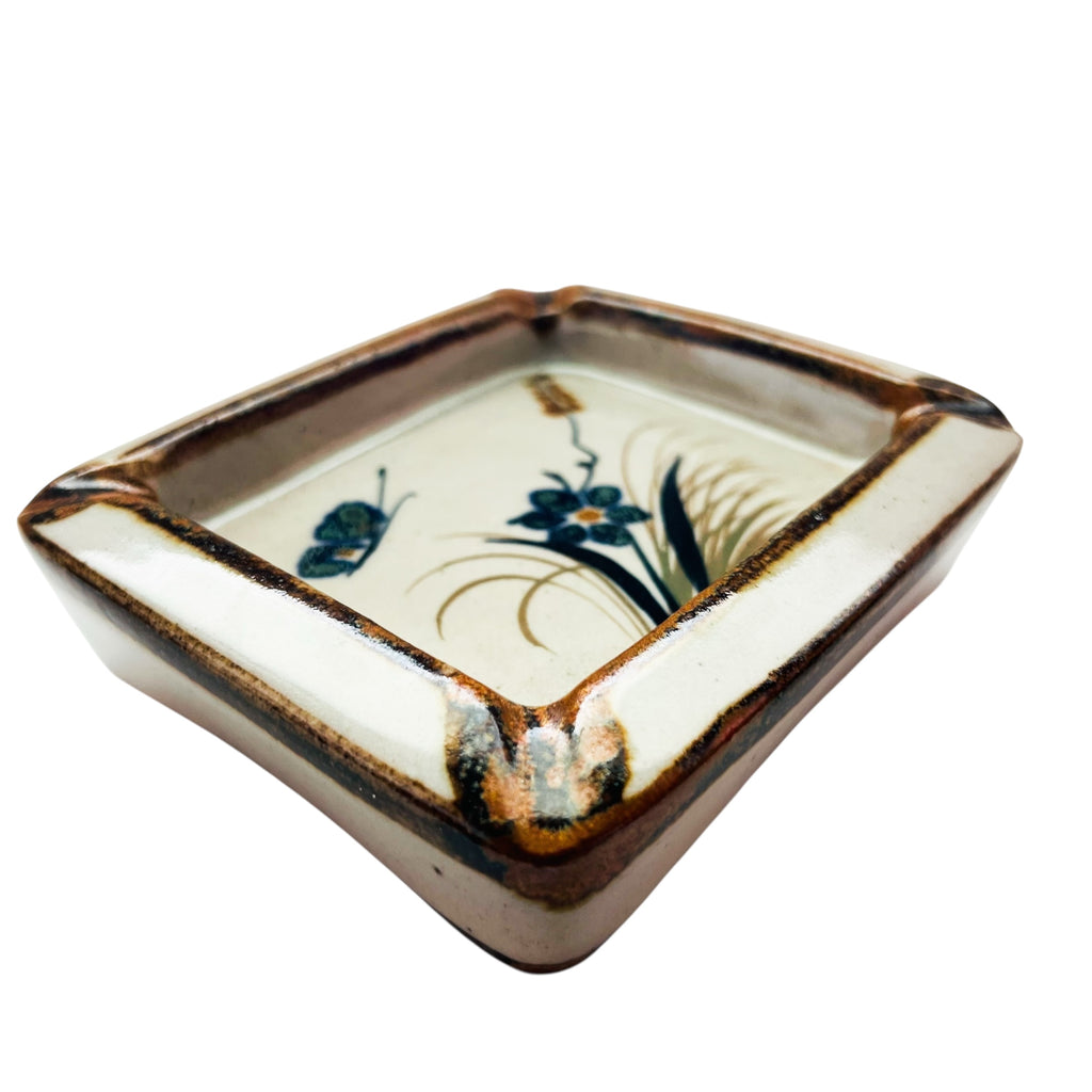 Vintage Xochiquetzal of Mexico Ashtray Glazed Floral Design Signed by Artist