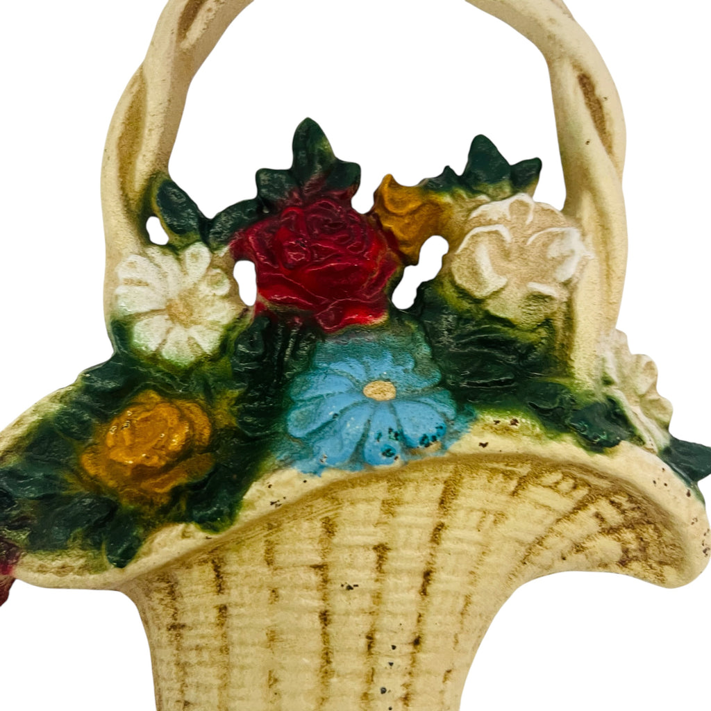 Vintage John Wright Cast Iron Flower Basket Doorstop