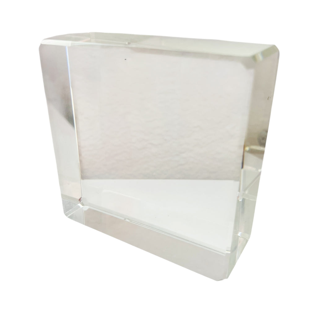 Vintage Clear Acrylic Block Paperweight