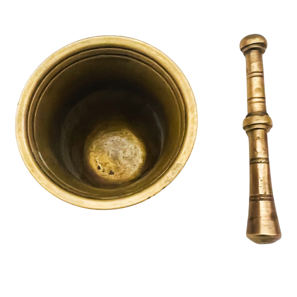 Vintage Brass Mortar and Pestle Double Handles Bowl Set