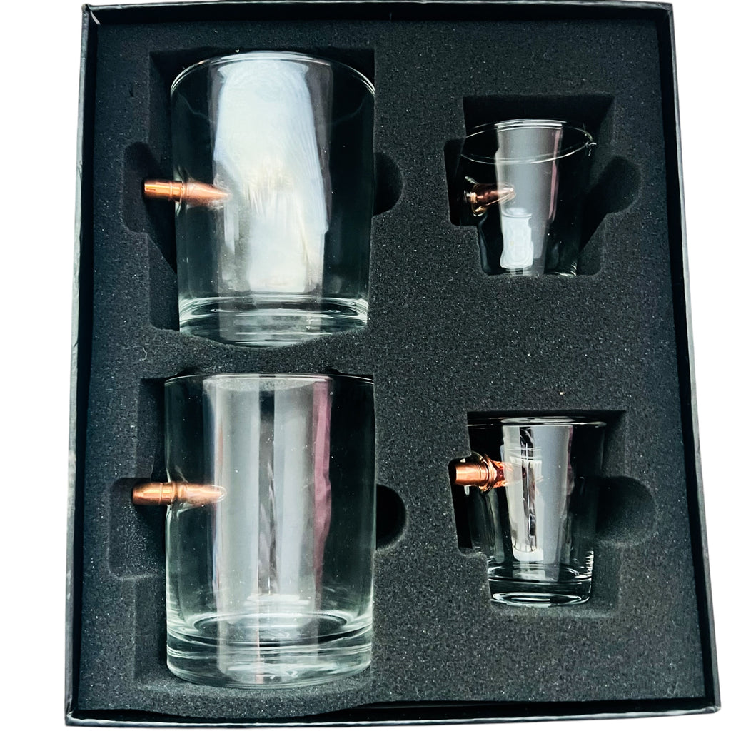 Lucky Shot Barware Bullet Glasses and Shot Glass Set