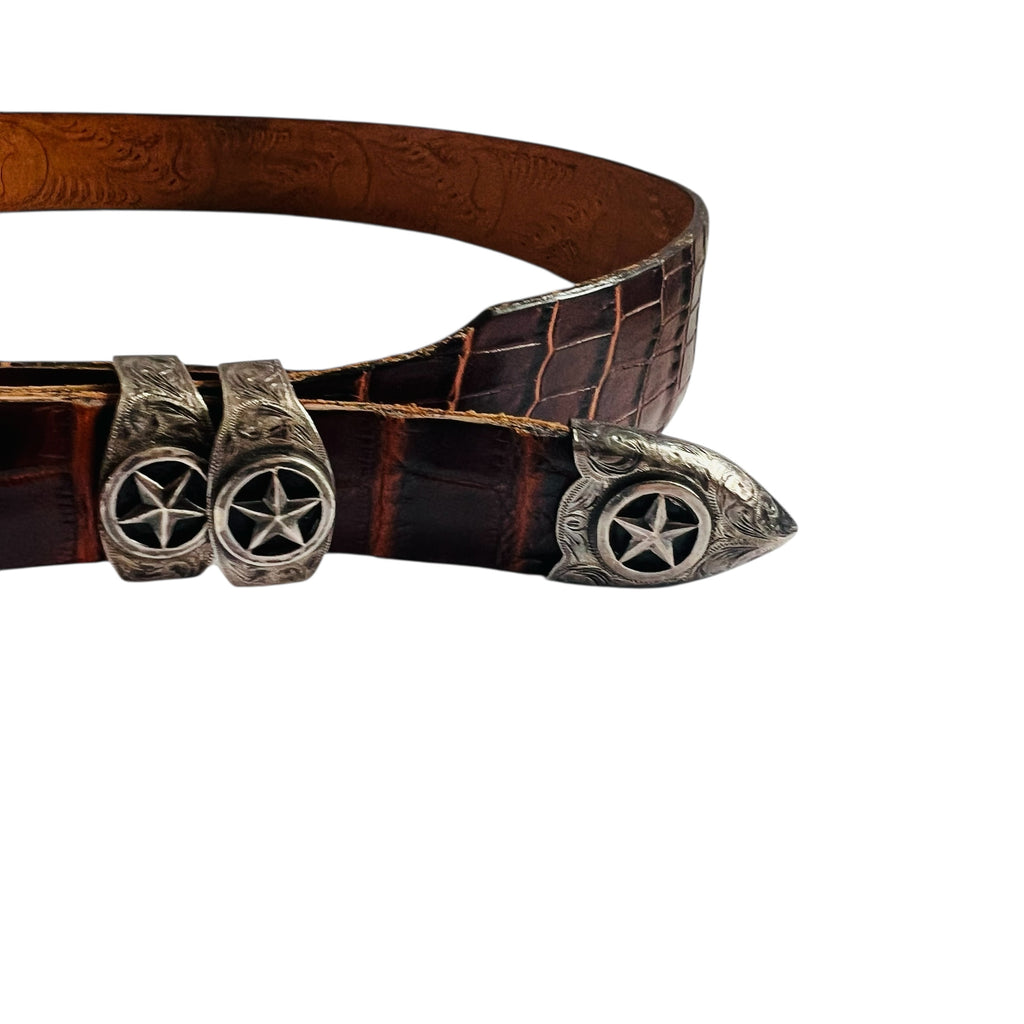 Vintage Texas Star William Stanton Sterling Buckle Belt
