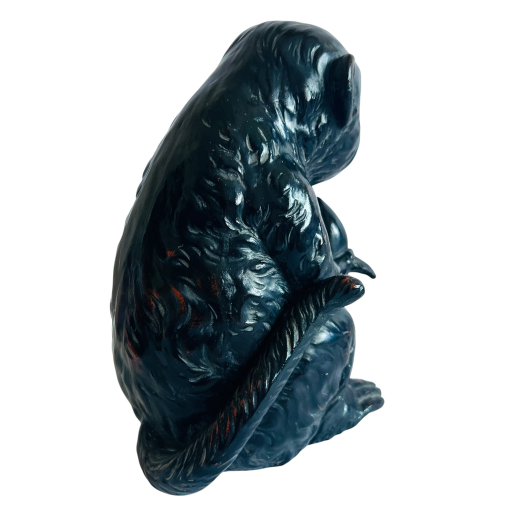 FITZ & FLOYD Ceramique Vernissage Ceramic Monkey Figurine - Black and Orange