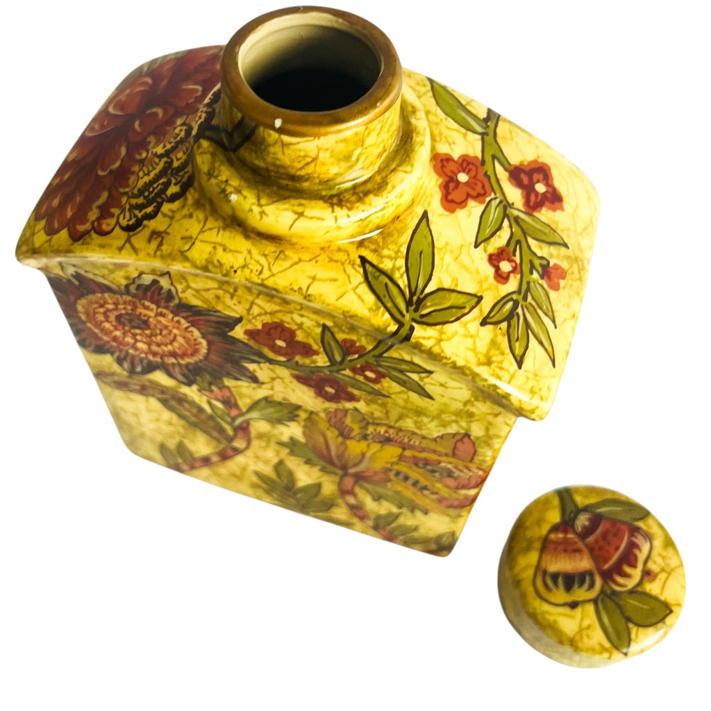 Vintage TOYO Raymond Waites Floral Jar with Lid