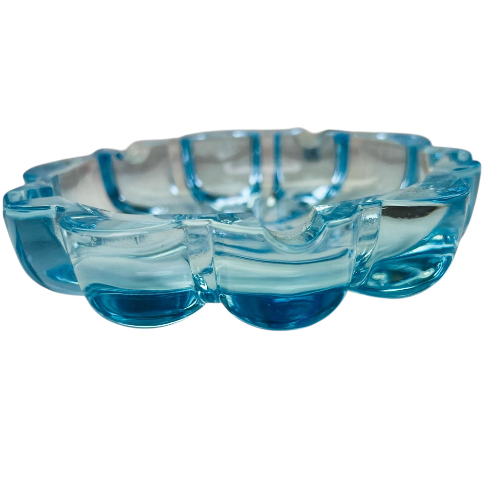 Vintage Fostoria Blossom Blue Glass Ashtray