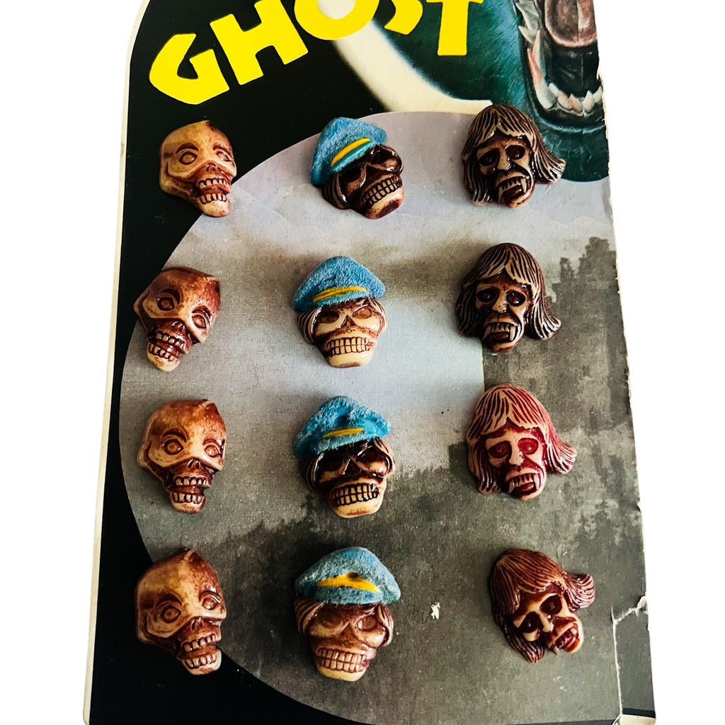 Vintage Ghost Club Skeleton Lapel Pin Set