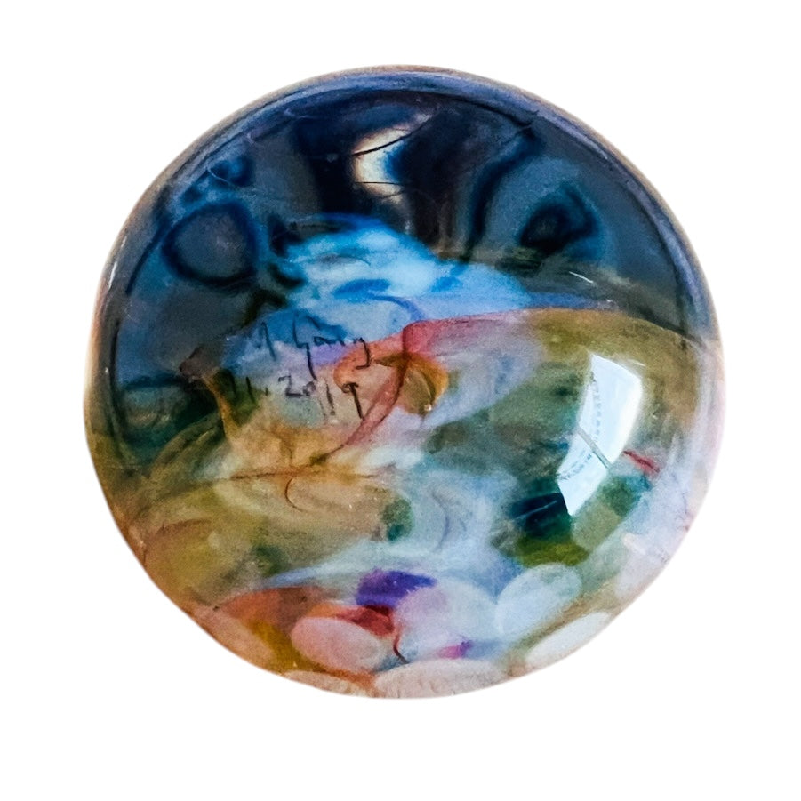 Vintage Art Glass Swirl Cyclone Signed Mike Gong Marble