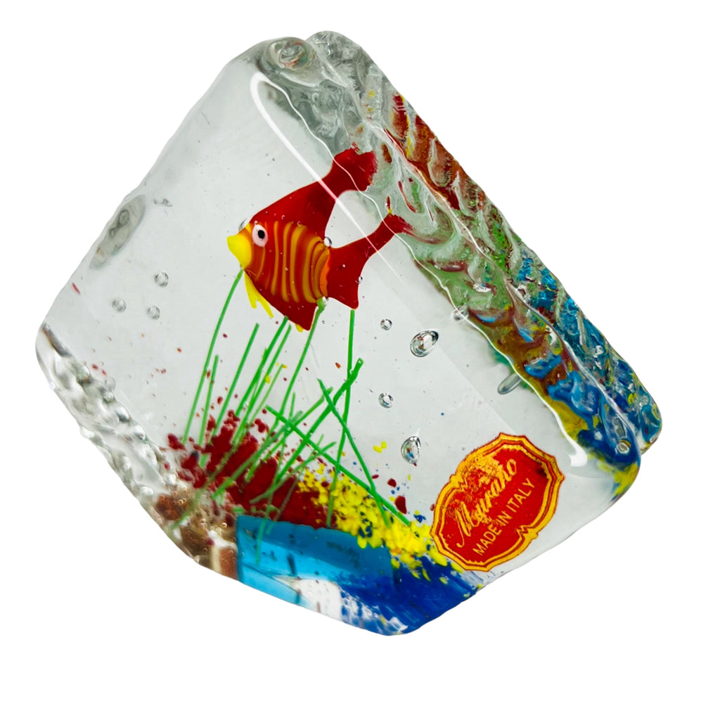 Vintage Murano Art Glass Tropical Fish Aquarium Sculpture Paperweight