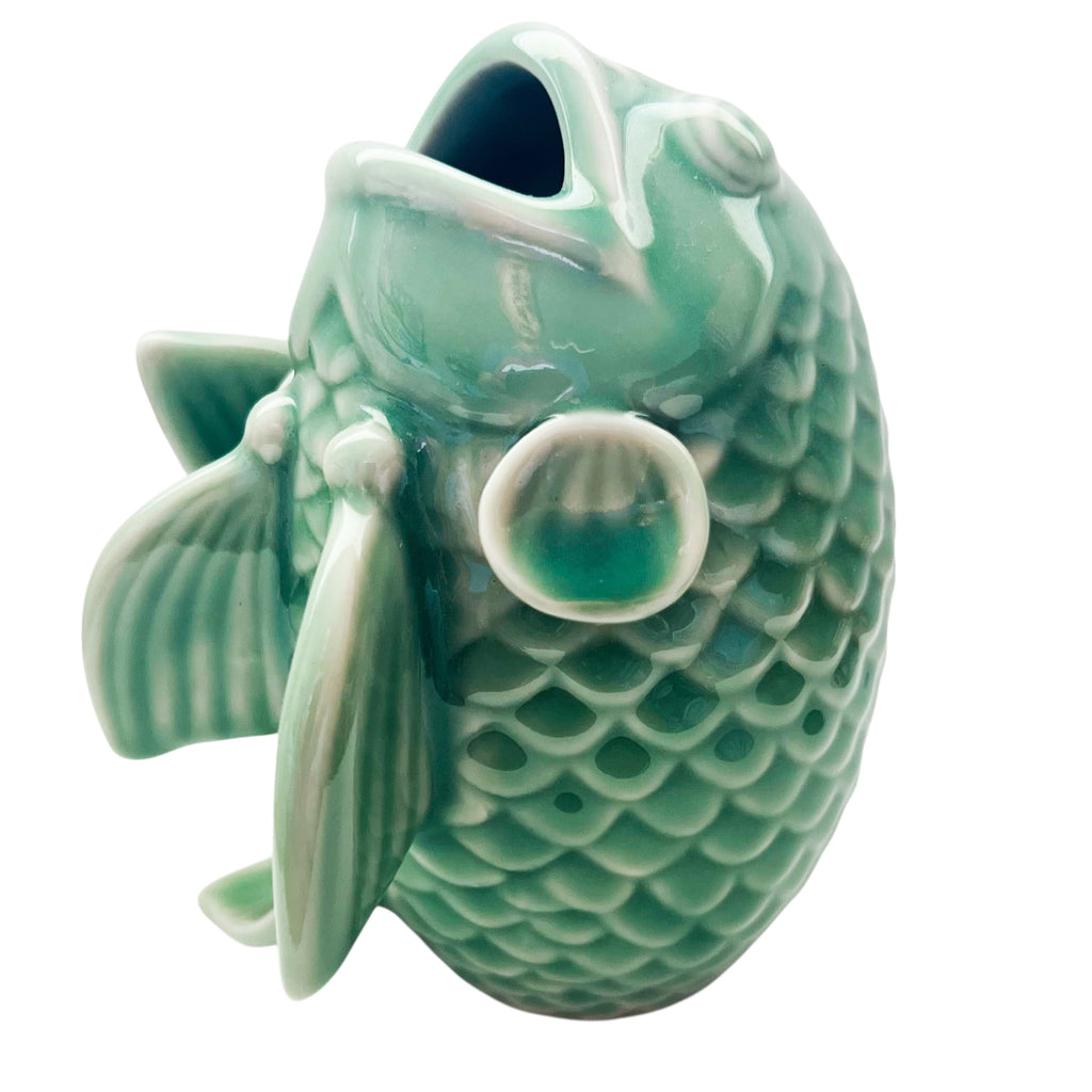 Vintage Wide Mouth Coy Fish Ceramic Figurine