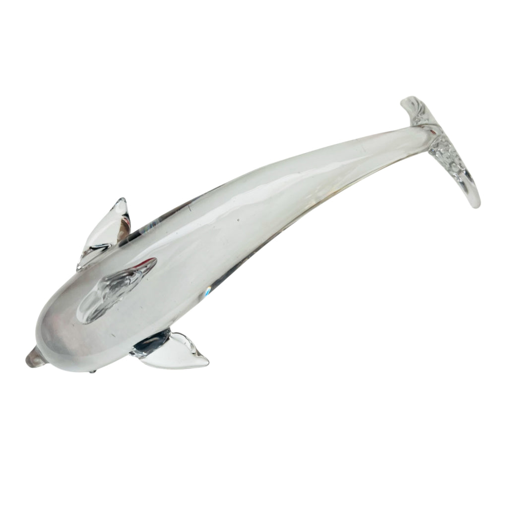 Vintage Glass Dolphin Signed Sculpture Paperweight