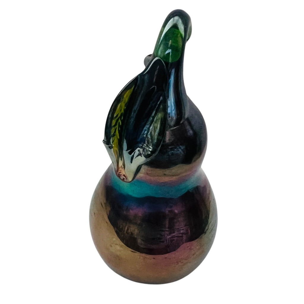 Vintage Carnival Art Glass Pear Fruit Paperweight