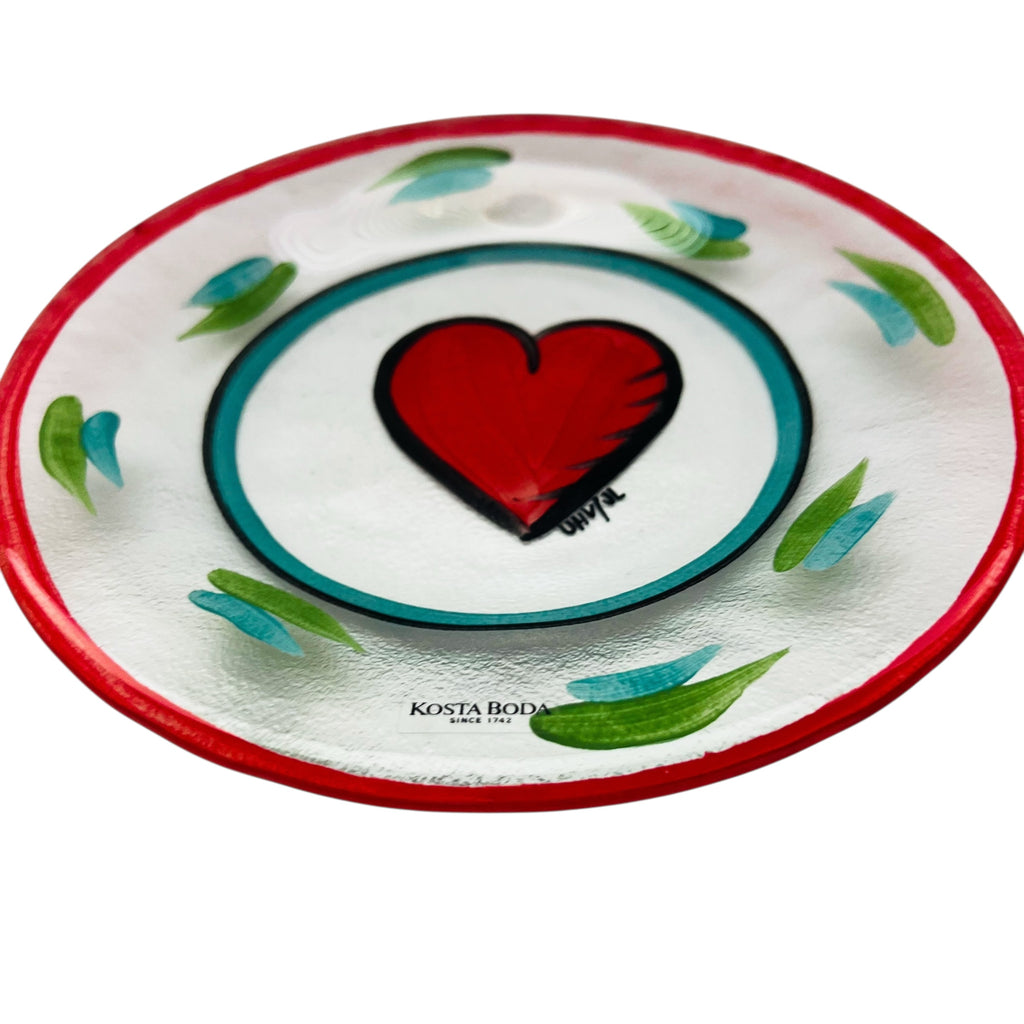 Kosta Boda Glass Heart Ulrica Hydman-Vallien Hand Painted Plate