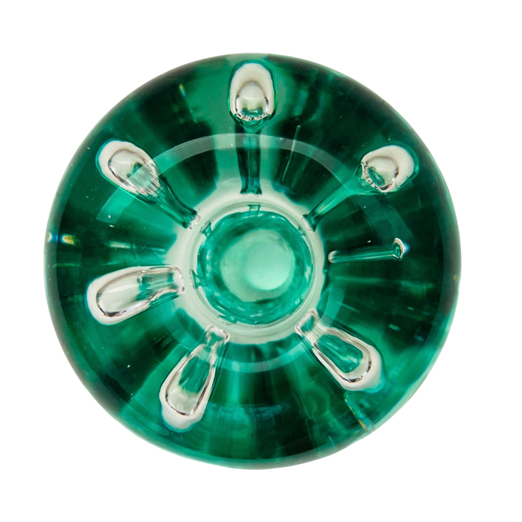 Vintage Green Bubble Art Glass Paper Weight Candle Holder