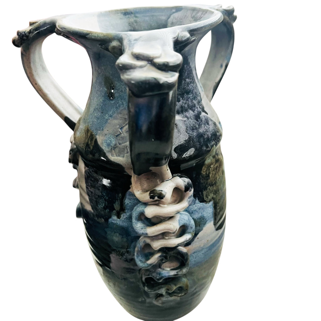Vintage Buie 1992 Glaze 3 Handle Pottery Signed Vase