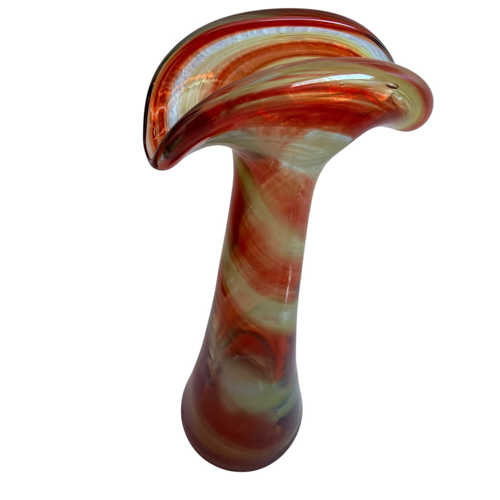 Vintage Hand Blown Swirl Glass Bud Vase