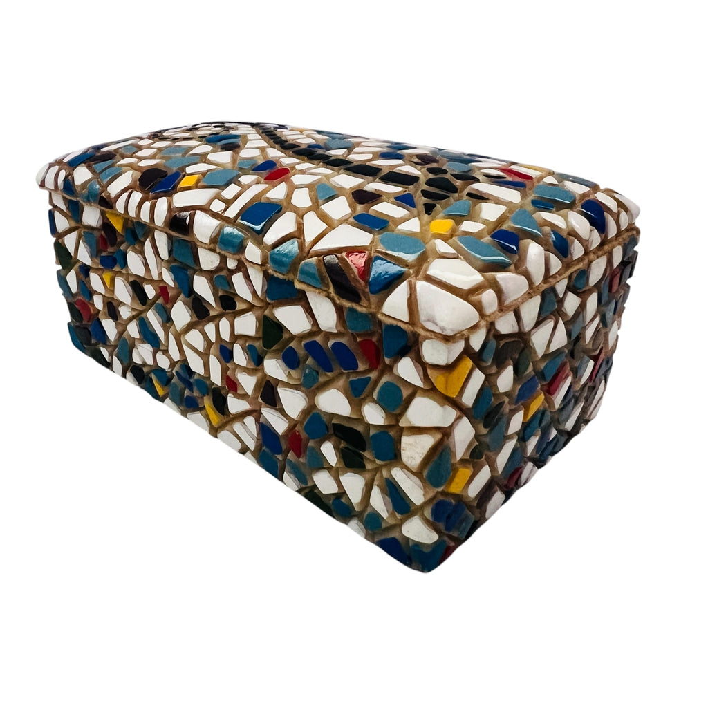 Vintage BARCINO'S MOSAIC Hand Painted Trinket Box