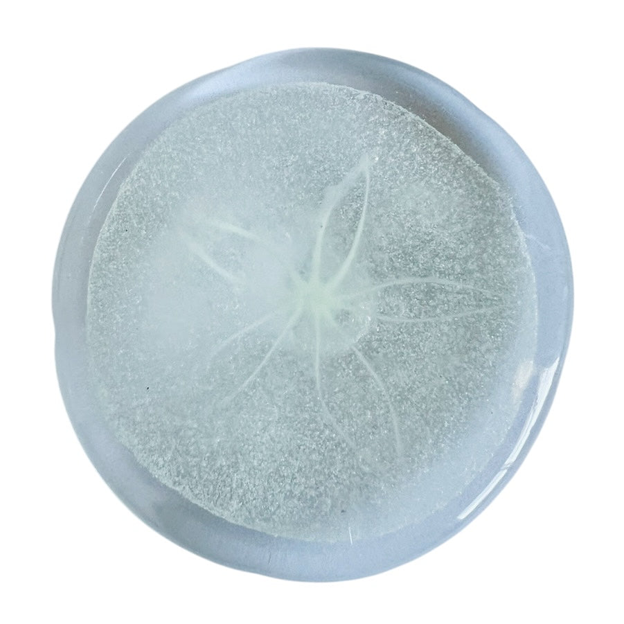 Vintage Sand Dollar Speckle Art Glass Paperweight