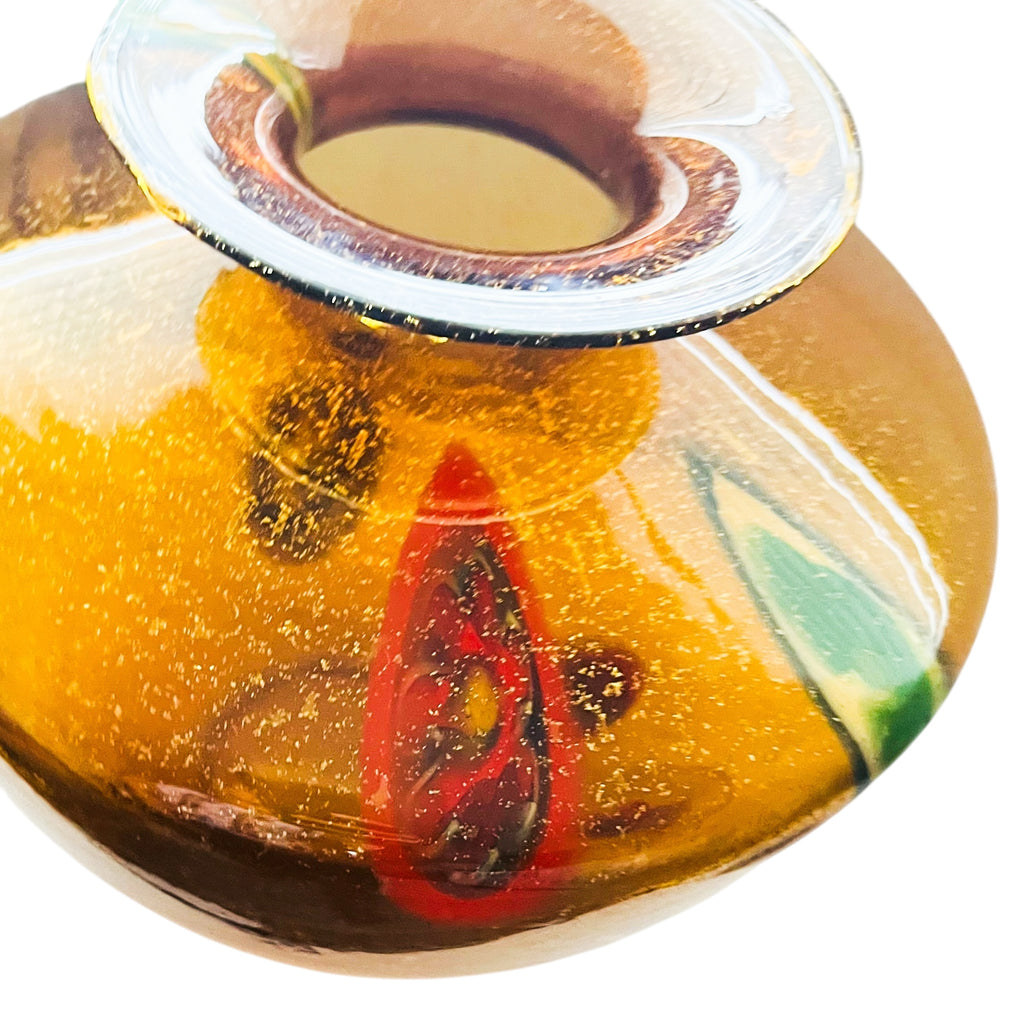 Vintage Maestri Vetrai Italy Amber Glass Art Vase