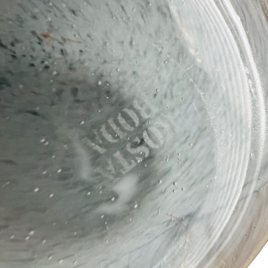 KOSTA BODA Atoll Black Gray Swirl Art Glass Votive Tea Light Holder