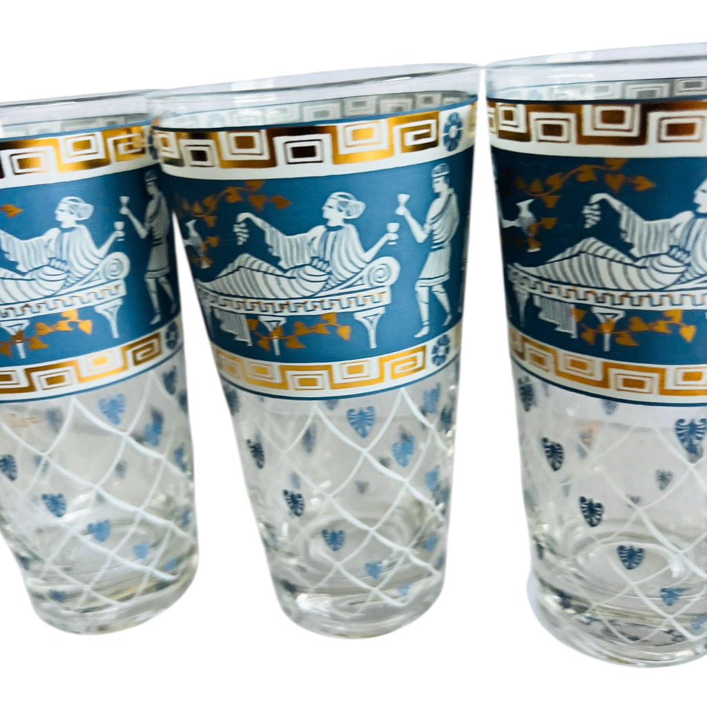 Vintage Etruscan Frieze Cera Glasses Set of 6