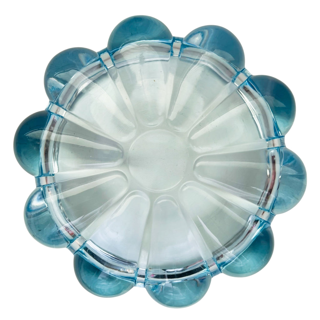 Vintage Fostoria Blossom Blue Glass Ashtray