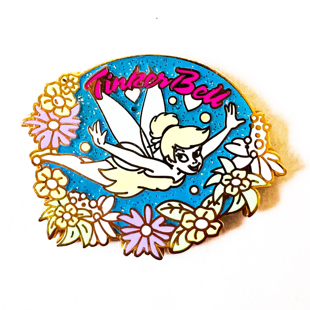 Disney Tinker Bell Flying Garden Flowers Glitter Pin