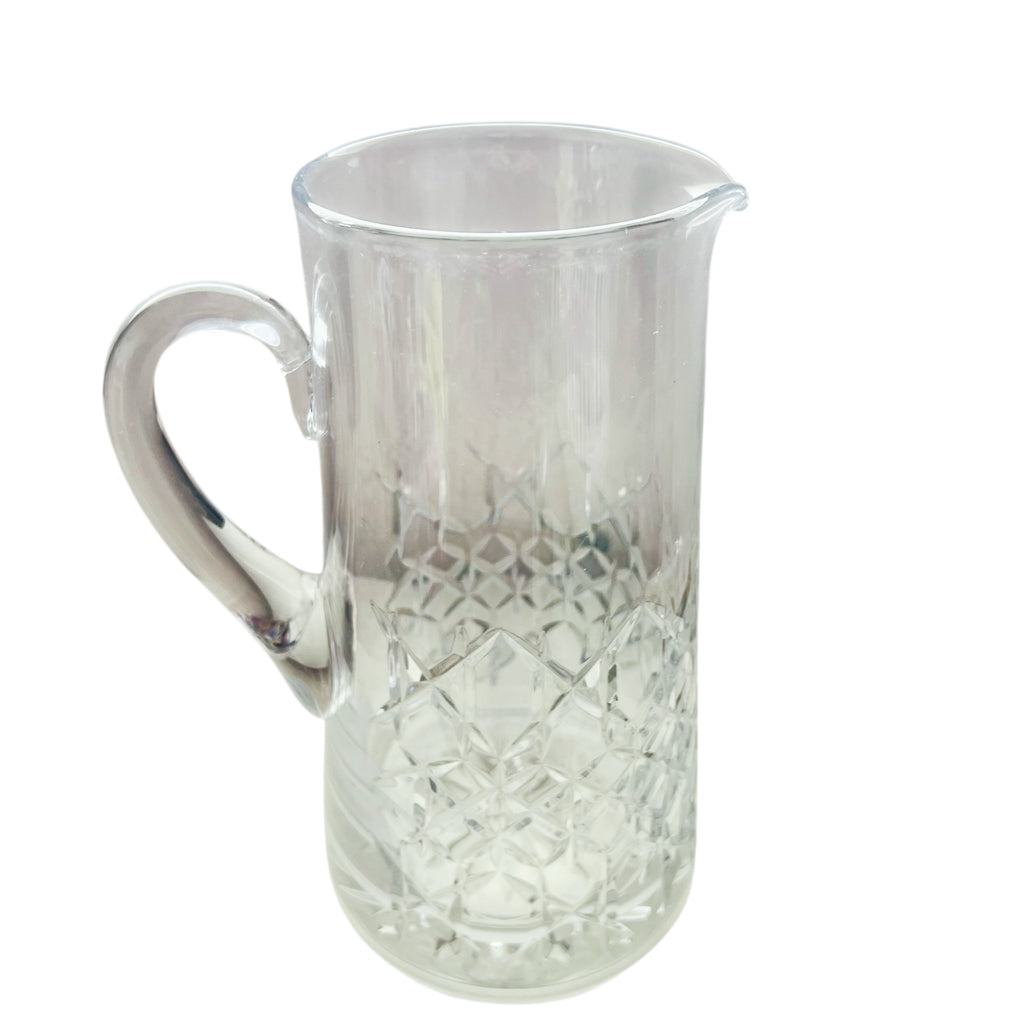 Vintage Crystal Pitcher Heavy Cut Glass Pitcher