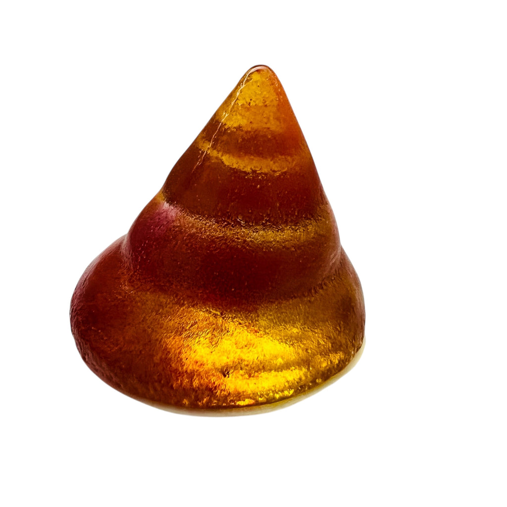 Amber Glass Cone Paperweight
