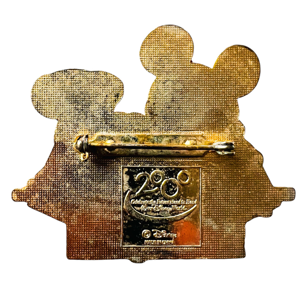 Walt Disney World Millennium Celebration Mickey Mouse Laying on Parks Logos Brooch Back