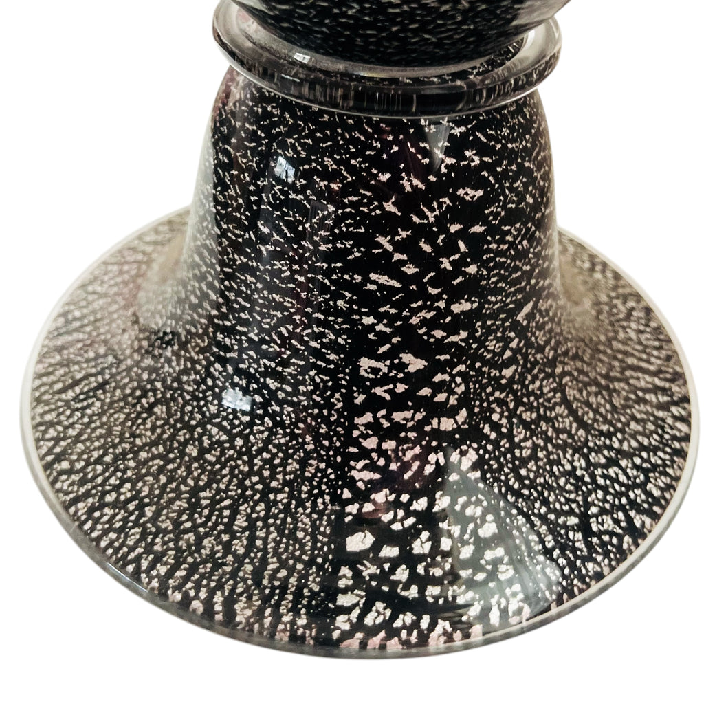 Vintage Seguso Glass Silver Flecks Murano Italy Vase