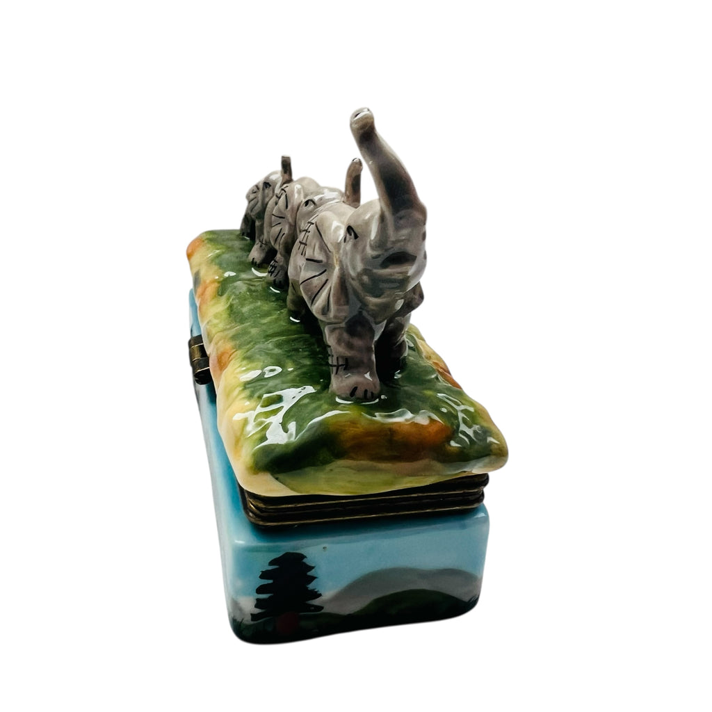 Vintage Elephant Figurine Trinket Box