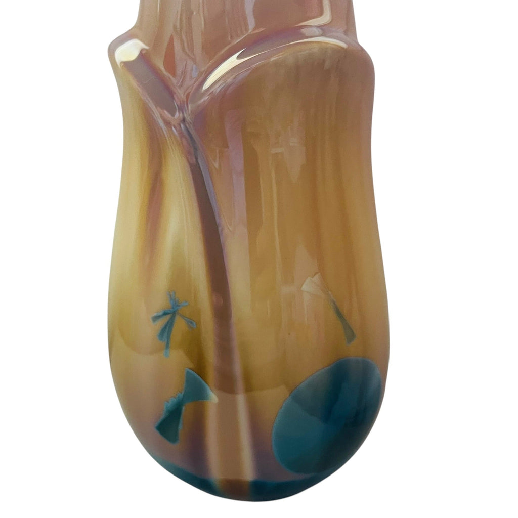 Studio Art Gloss Yellow Blue Tulip Design Vase