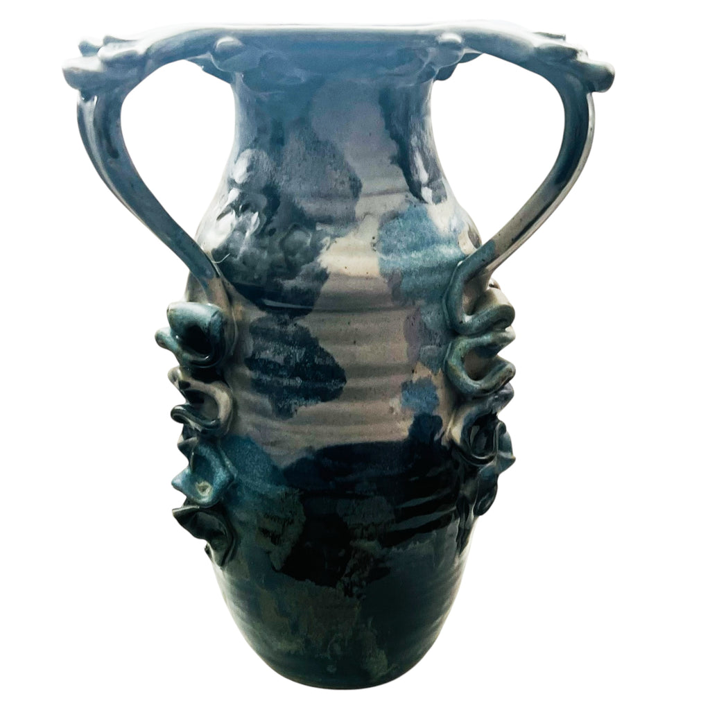Vintage Buie 1992 Glaze 3 Handle Pottery Signed Vase
