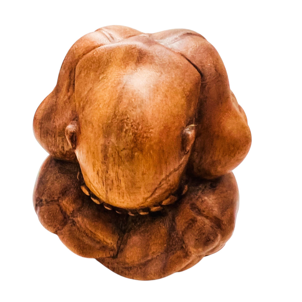 Hand Carved Wooden Weeping Buddha Statue Crying Man Sculpture