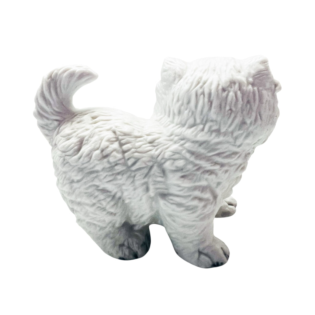 Vintage Homco Standing White Cat With Blue Bow Ceramic Figurine