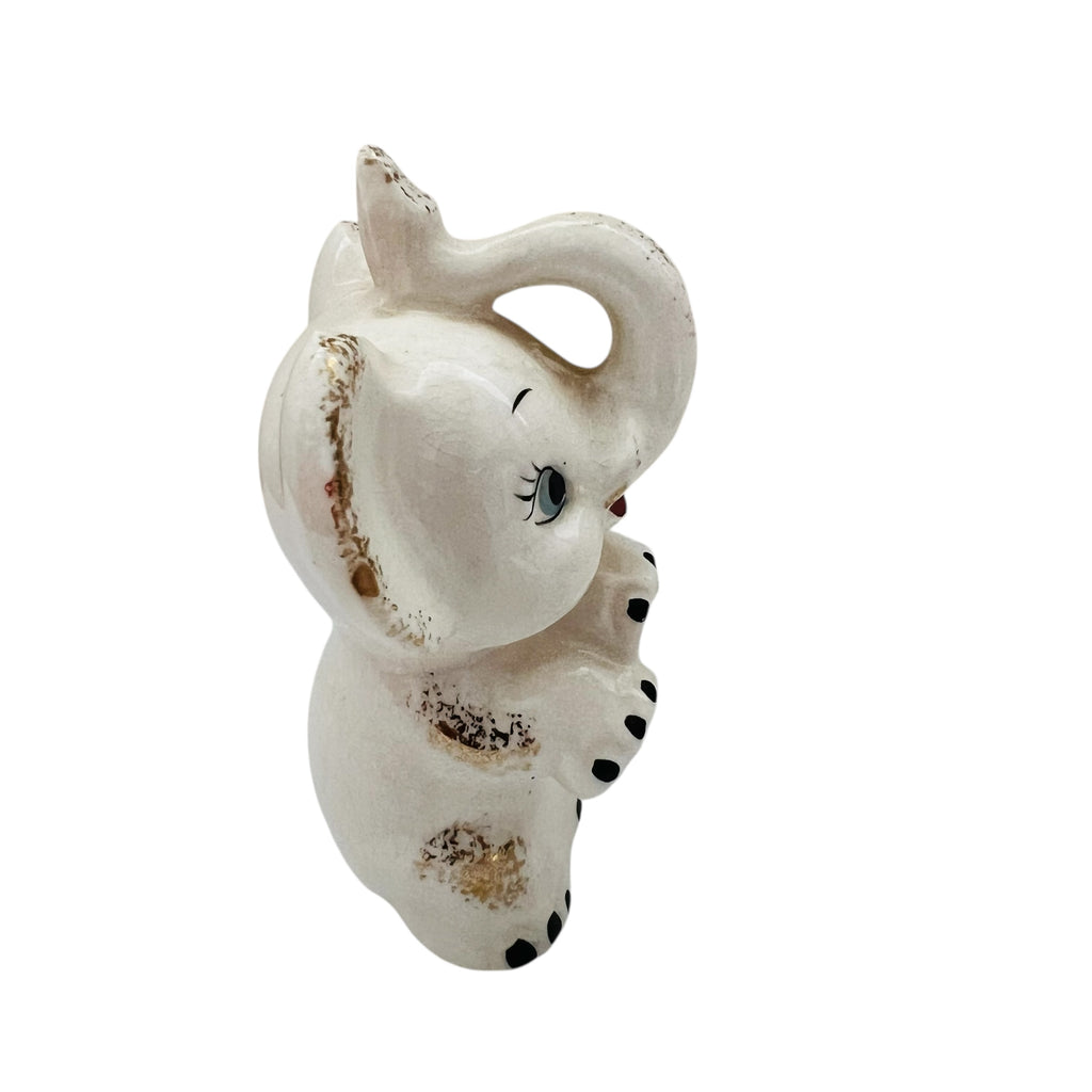 Vintage JAPAN Gold Glitter Blue Eyed Elephant Figurine