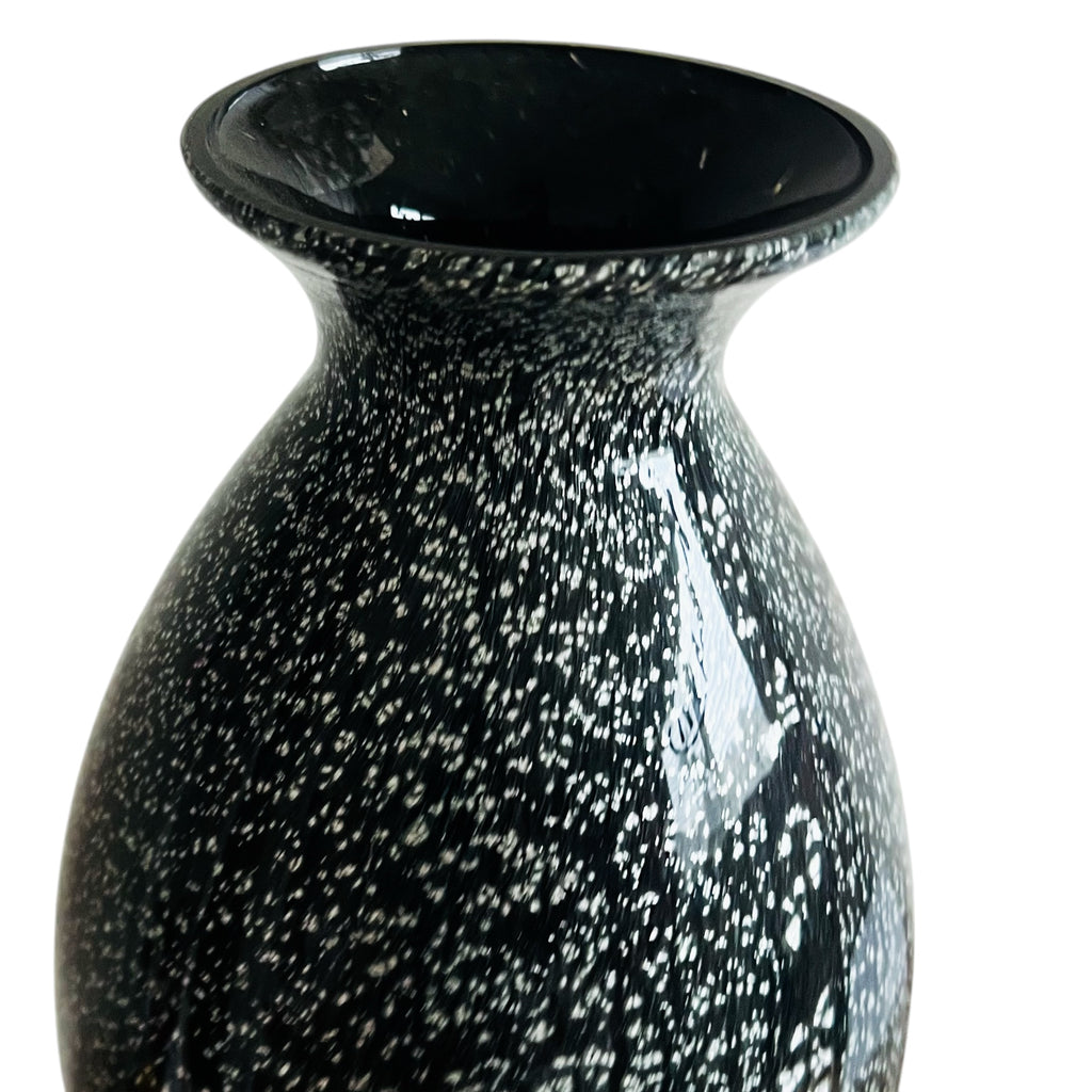 Vintage Seguso Glass Silver Flecks Murano Italy Vase