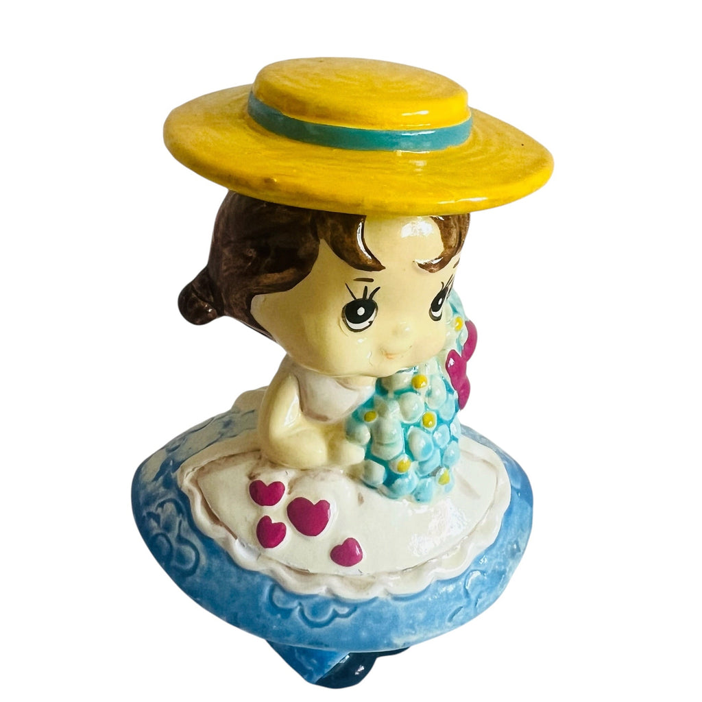 Vintage Joseph Original Brunette Girl Yellow Hat Figurine