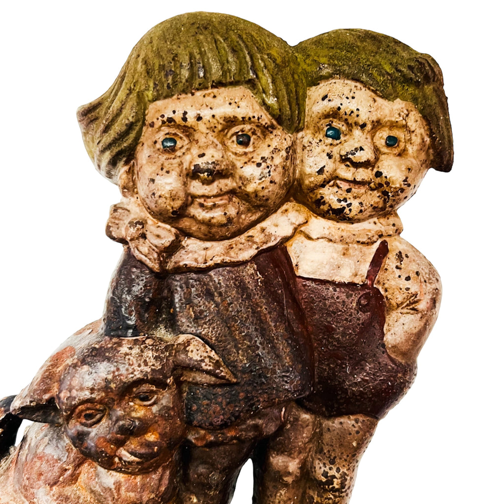 Antique Campbell's Soup Kids & Dog Bookend Cast Iron Doorstop