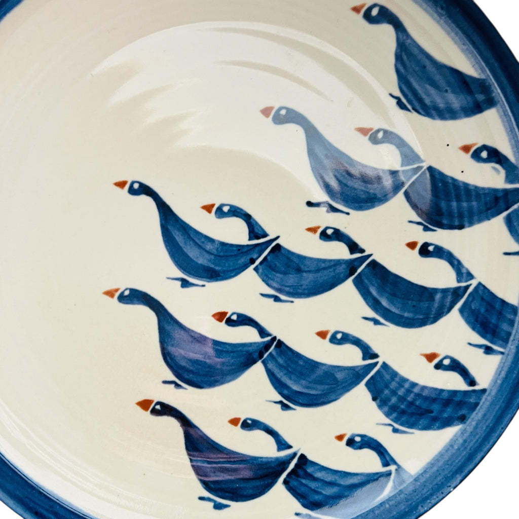 Vintage Michael Redwine Studio Pottery Blue Goose Clay Artist Signed Plate