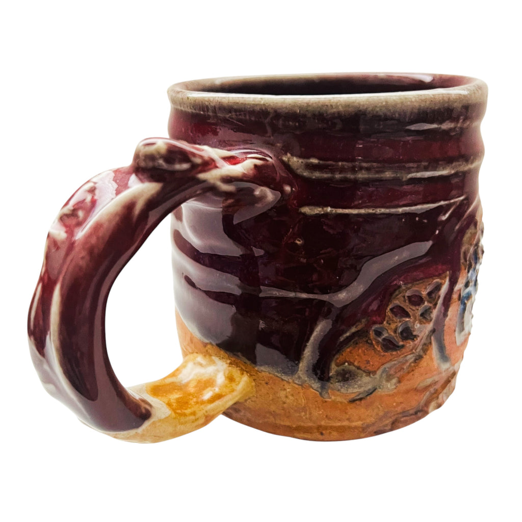 Studio Art Pottery Sculptural Drip Glaze Signed Mug