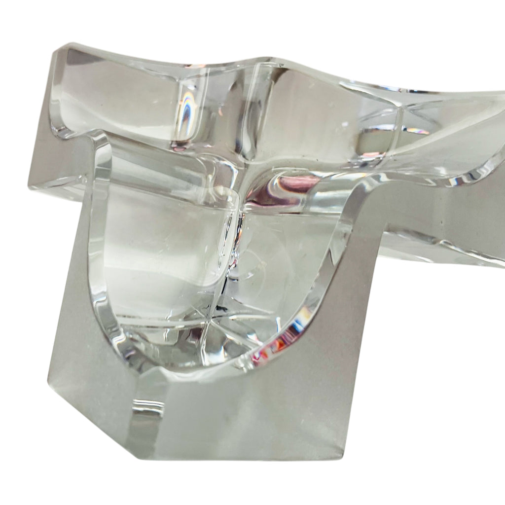 Daum Cube Three Section Cube Clear & Frosted Crystal Modern Sculpture