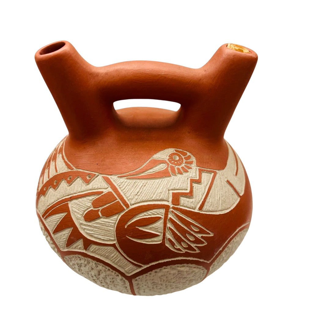 Vintage 1981 Pottery Signed Double Spout Wedding Vase