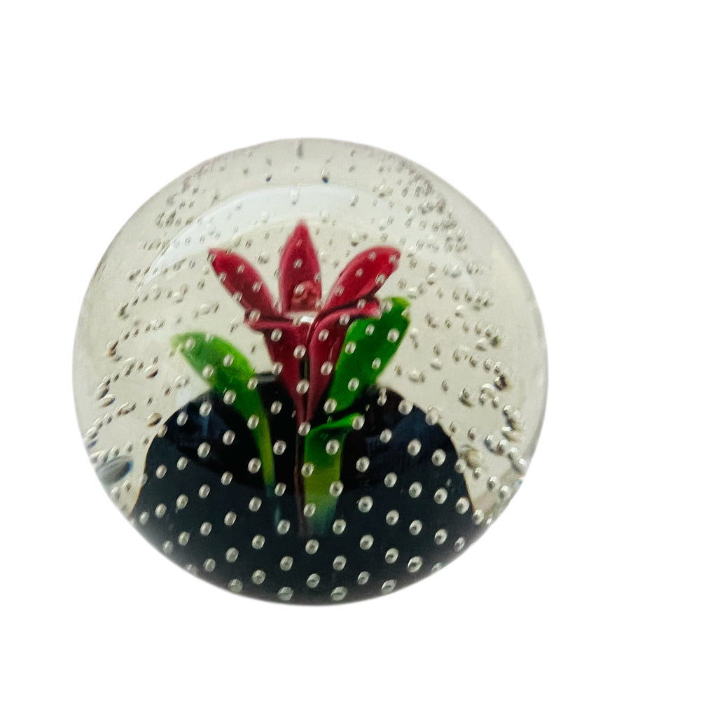 Caithness Glass Flower in the Rain Art Glass Paperweight