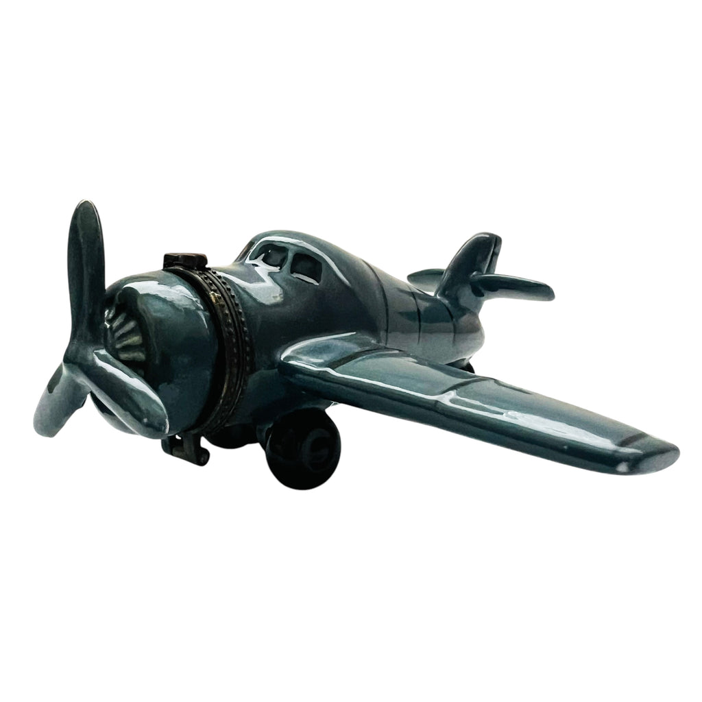Airplane with Pilot Ceramic Hinged Trinket Box