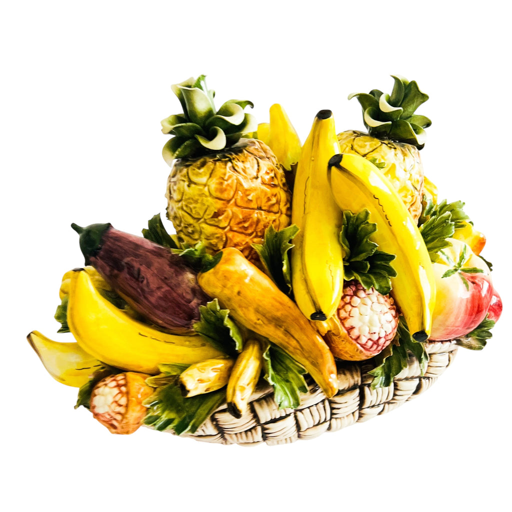 Vintage Capodimonte Italian Ceramic Fruit Basket Decor