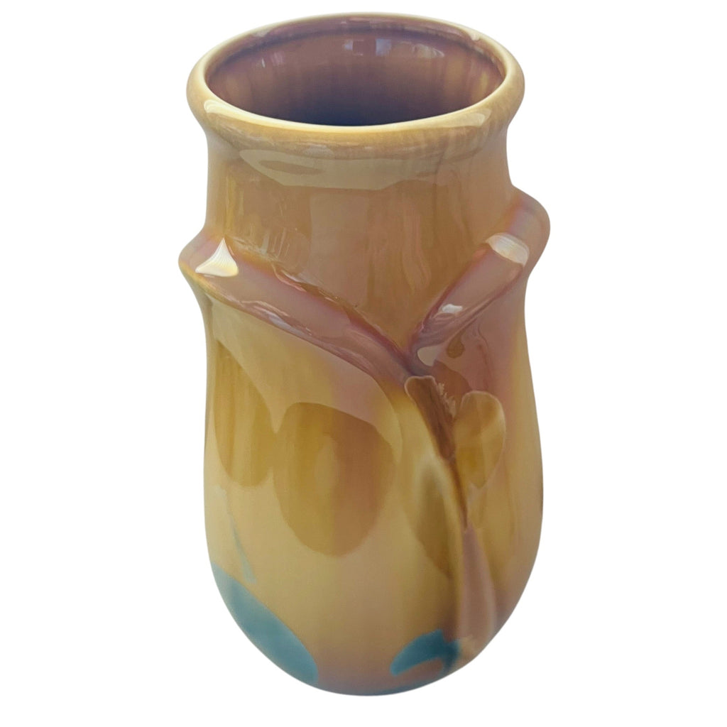 Studio Art Gloss Yellow Blue Tulip Design Vase