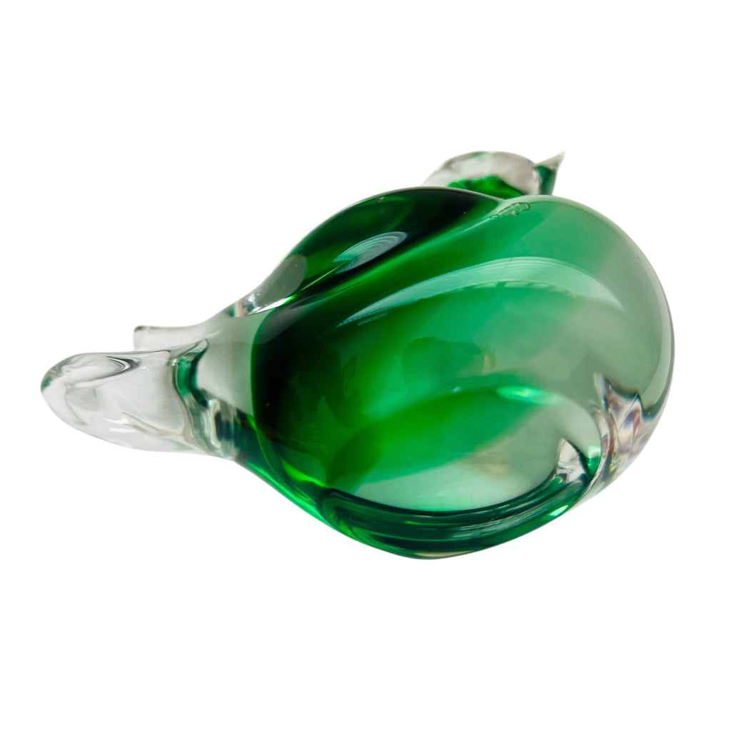 Vintage Murano Glass Green Clear Duck Figurine